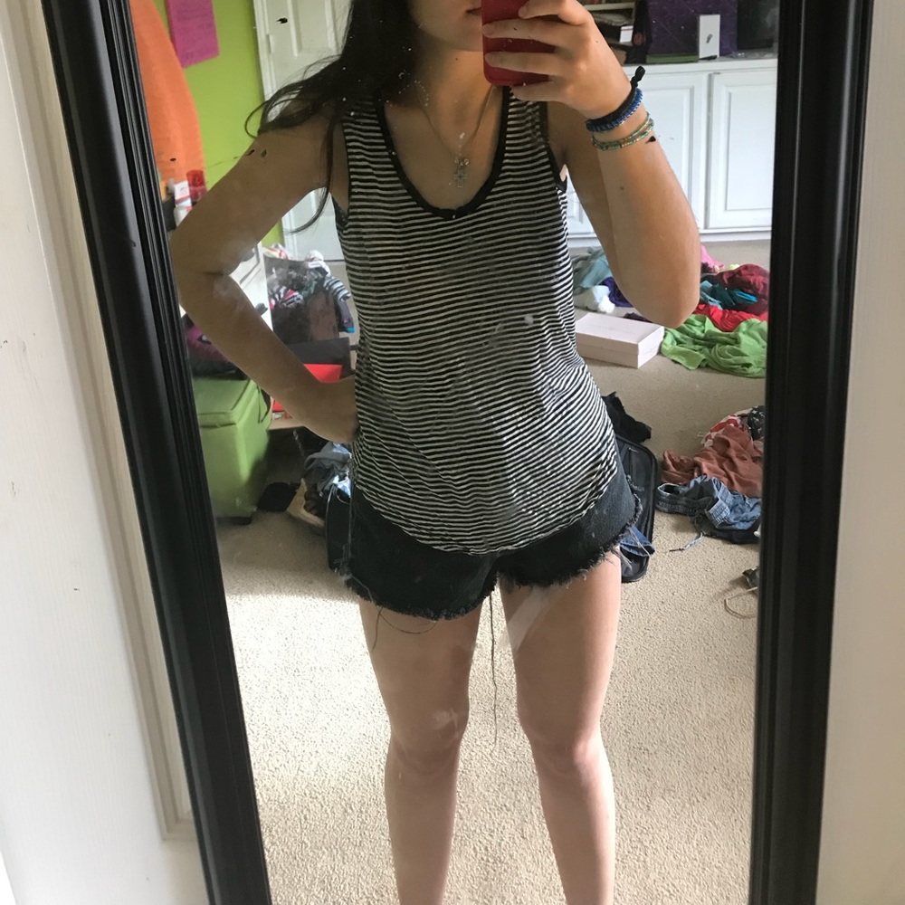 Black and white striped tank top